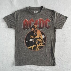 AC/DC Graphic T-Shirt Mens Medium Gray Heathered Band Tee Short Sleeve Rock